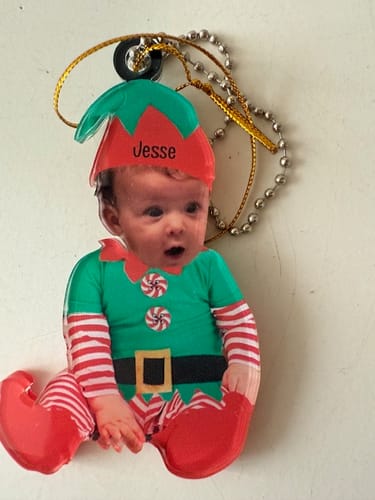 Customer photo review of Adorable Newborn Baby Elf - Personalized Babys Photo Christmas Ornament