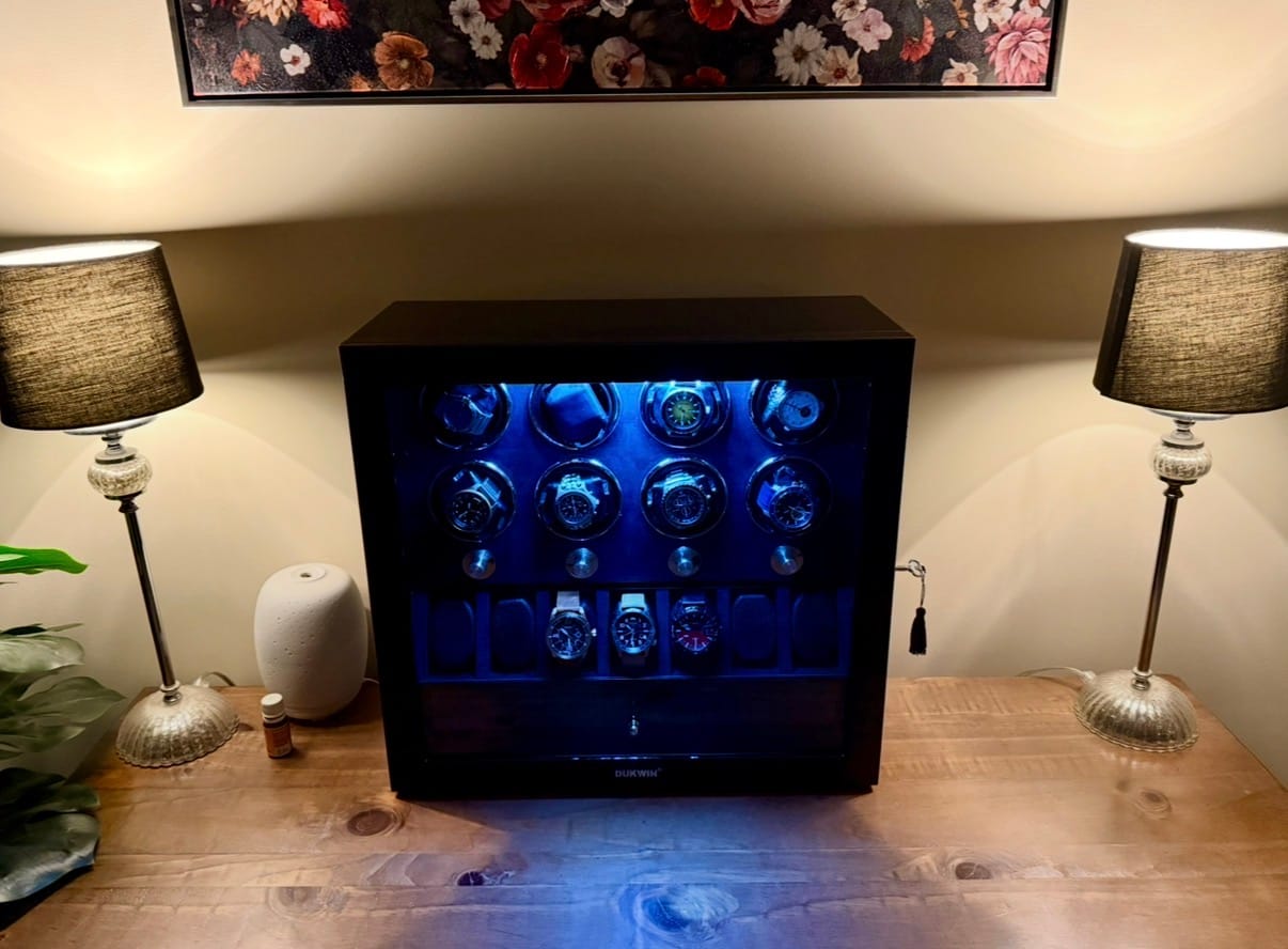 Customer photo review of 8 Watch Winders with Extra 6 Watch Display Storage and Jewelry Drawer