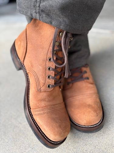 Customer photo review of Munson Paratroop Boots P01 - luosjiet®boots MTO -  Tan Latigo Grain Cowhide
