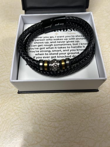 Customer photo review of To My Grandson | Braided Leather Bracelet Gift Set - SS611