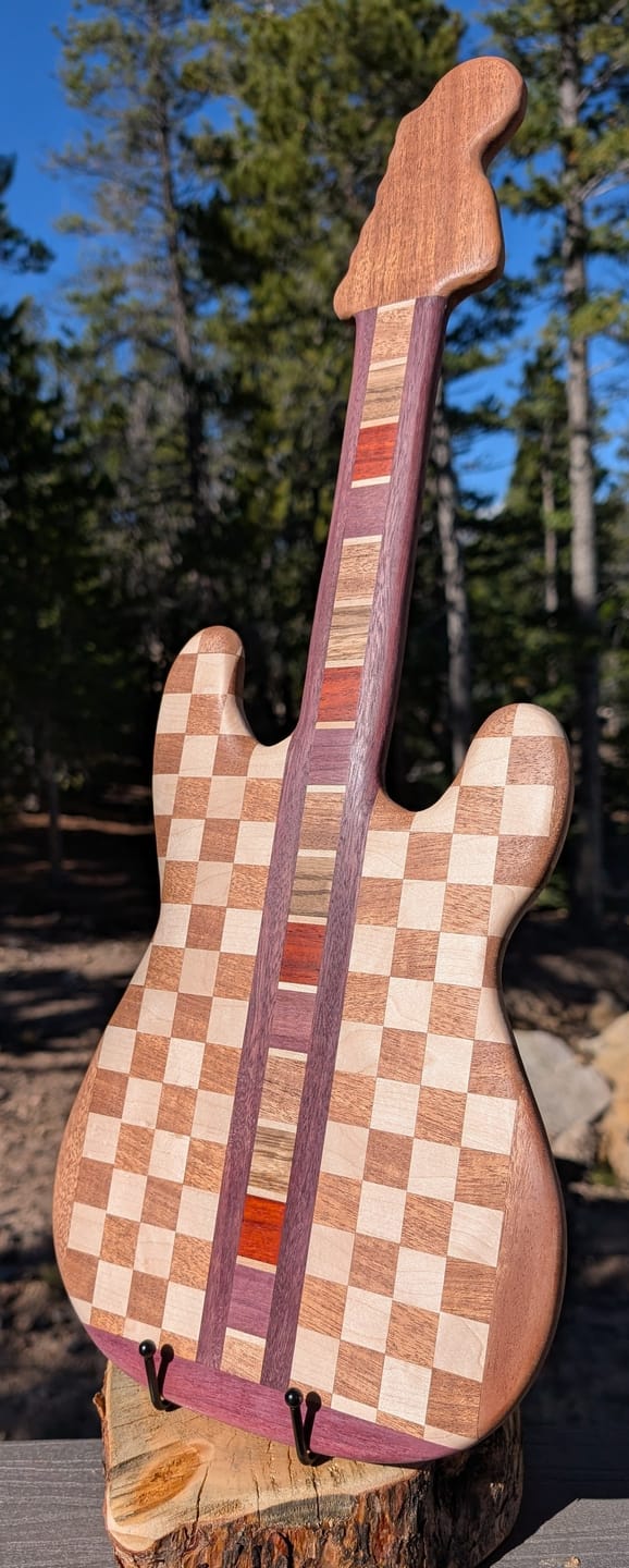 Customer photo review of 23.0x9.0" Stratocaster Guitar Serving Board Acrylic Router Template