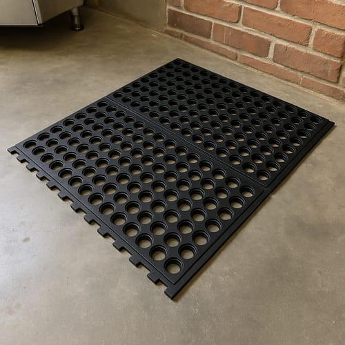 Customer photo review of High-Quality Anti-Fatigue Interlocking Rubber Mats – Heavy-Duty, Oil & Grease Resistant Industrial Flooring