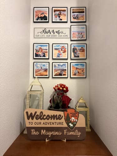 Customer photo review of 3D National Park Service Family Name Welcome Sign (Moose Design)