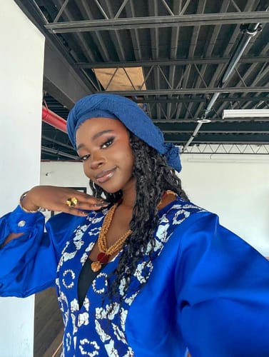 Customer photo review of Nia Jumpsuit|Blue