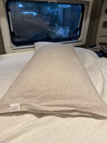 Customer photo review of Natural Stripes Linen Pillowcase