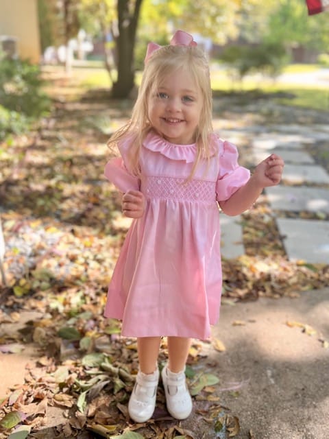 Customer photo review of Pink Pique Pearl Smocked Amber Dress