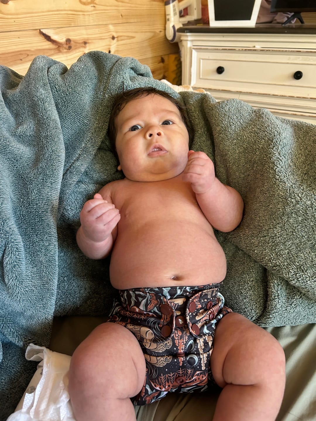 Customer photo review of Nature: Essentials Pocket Cloth Diaper with Athletic Wicking Jersey, Grows with your Baby