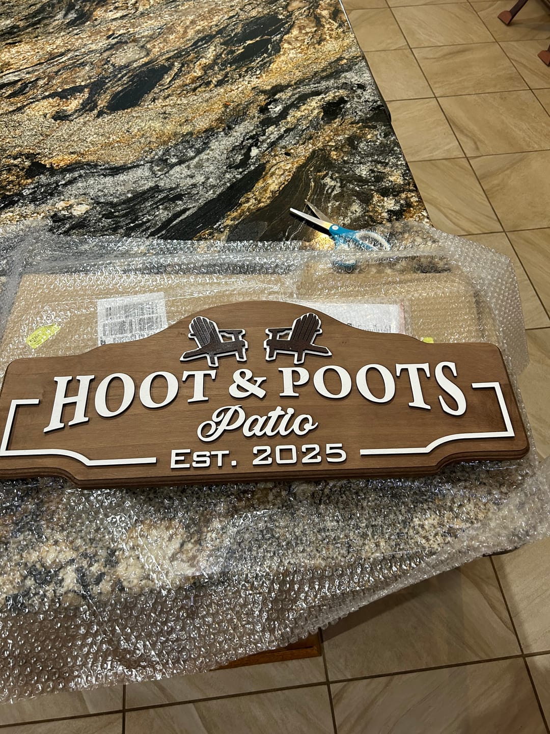 Customer photo review of Backyard Wooden Sign