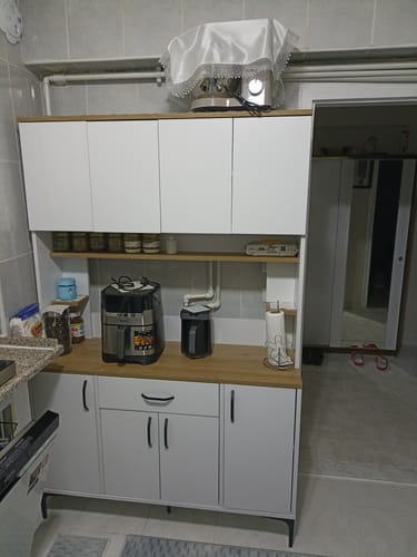 Customer photo review of Rani JE177 Çok Amaçlı Dolap 8 Kapaklı Raflı Kiler Mutfak Dolabı Sepet Ceviz - Beyaz