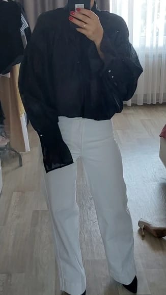 Customer photo review of Brielle Button Down Sheer Blouse