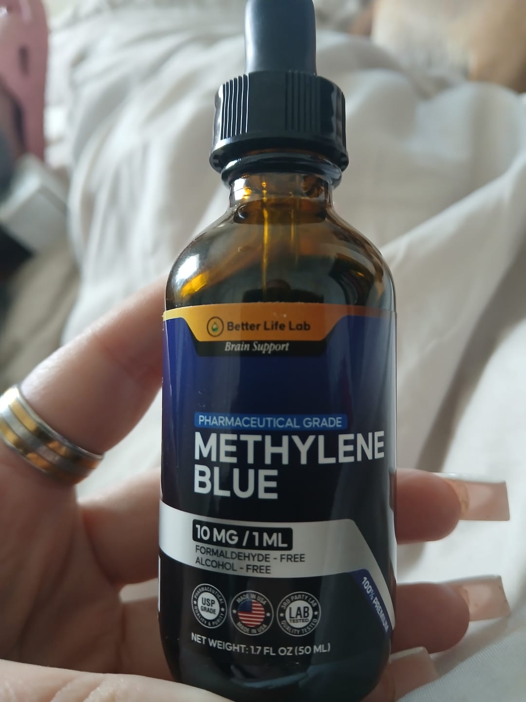 Customer photo review of Pharma-Grade Methylene Blue Tincture Supplements – Enhance Focus, Memory & Cognitive Energy