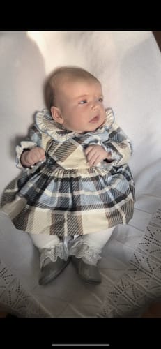 Lauren R. review of NEW SEASON Mac ilusion Girls Cream & Checked Dress - 3 Month image 1 out of 1