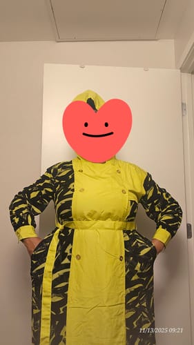 Customer photo review of Lime Punch Green Mesh Trench Coat