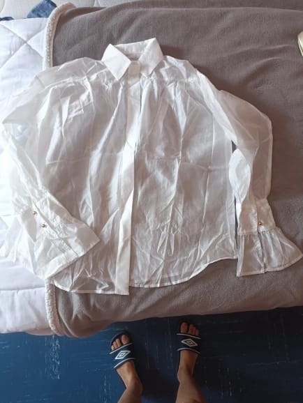 Customer photo review of Brielle Button Down Sheer Blouse