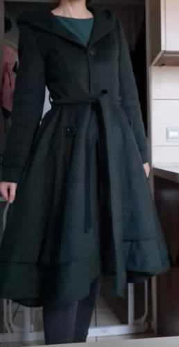 Robert C. review of Winter Asymmetrical Green Hooded Wool Coat C4405 image 1 out of 1