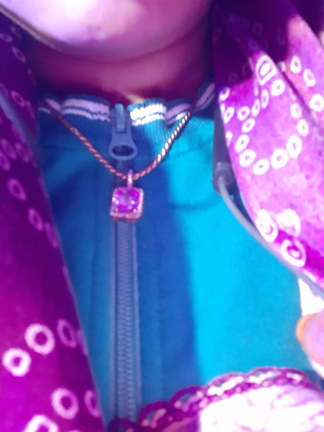 Customer photo review of Pink Emerald Geometric Pendant