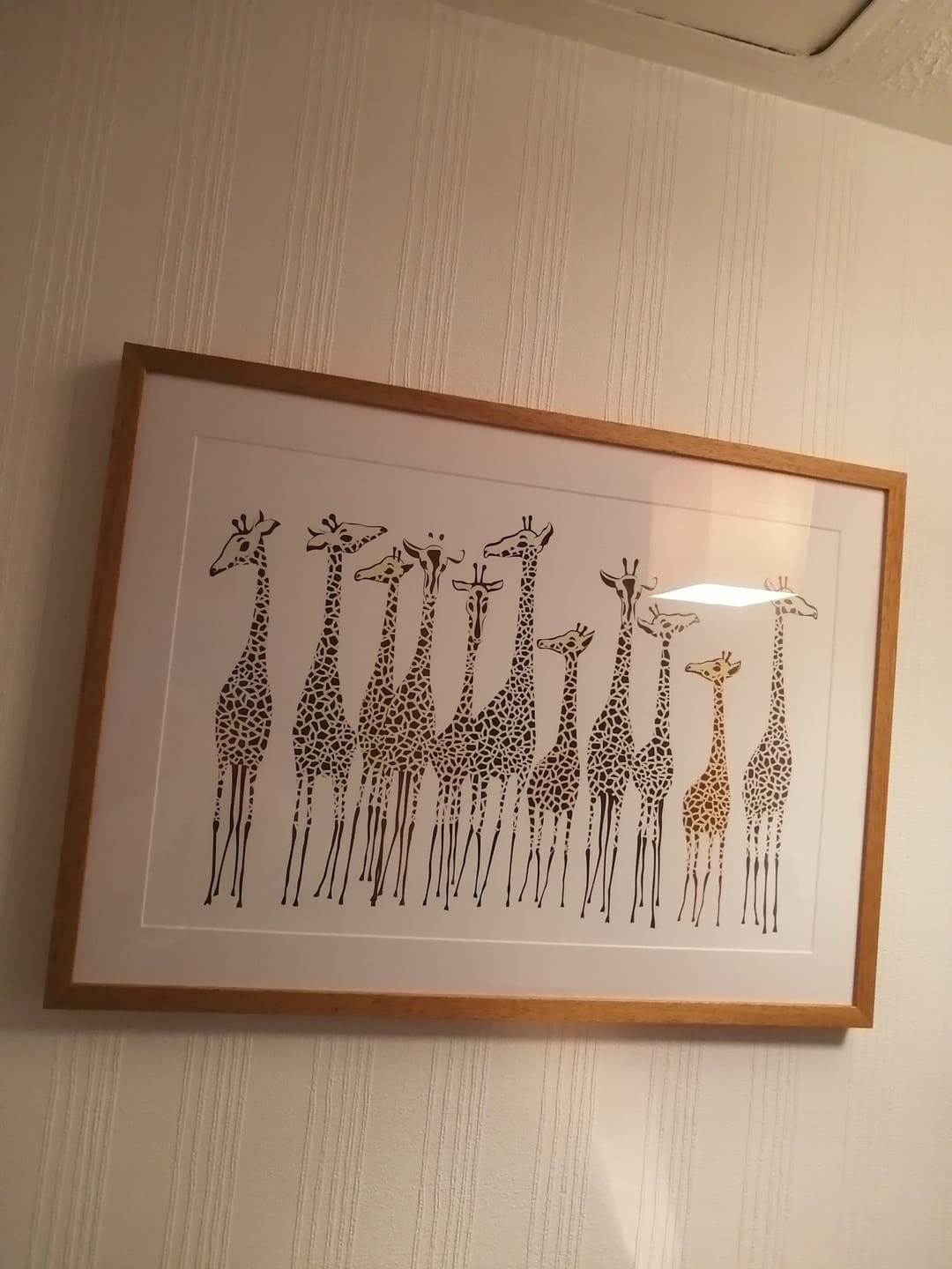 Customer photo review of Line Of Giraffes Framed Art Print