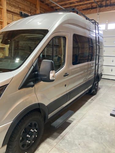 Customer photo review of Ford Transit Side Mount Ladder - High Roof