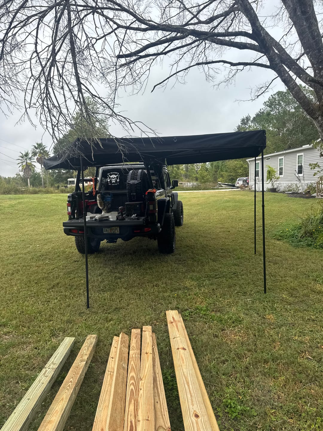 Customer photo review of 270 Free Standing Awning and Shower Awning V2 and Water Tank 10 Gal