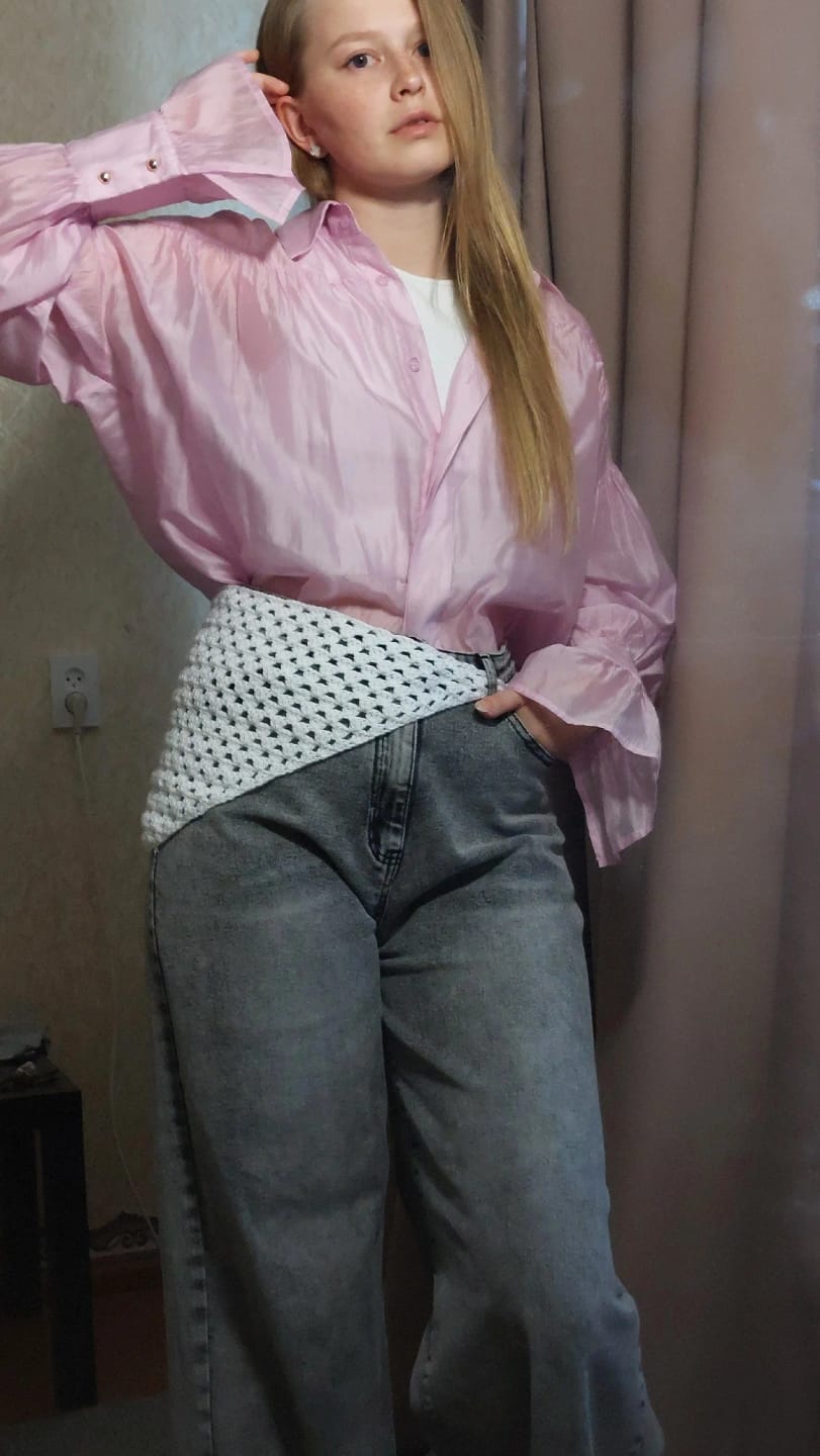 Customer photo review of Brielle Button Down Sheer Blouse