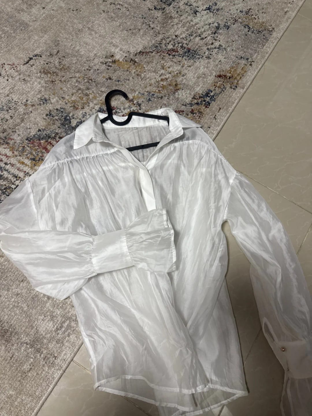 Customer photo review of Brielle Button Down Sheer Blouse