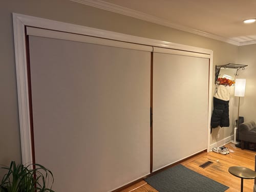 Customer photo review of SmartWings Motorized Light Filtering Roller Shades 70% Blackout Safari