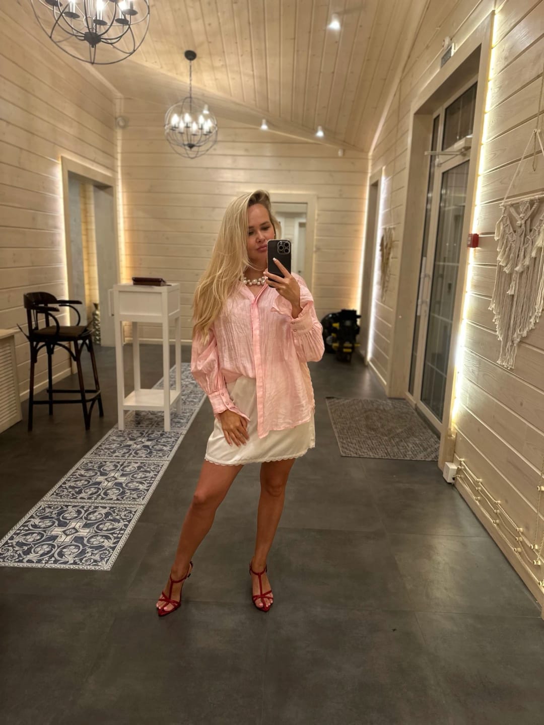 Customer photo review of Brielle Button Down Sheer Blouse