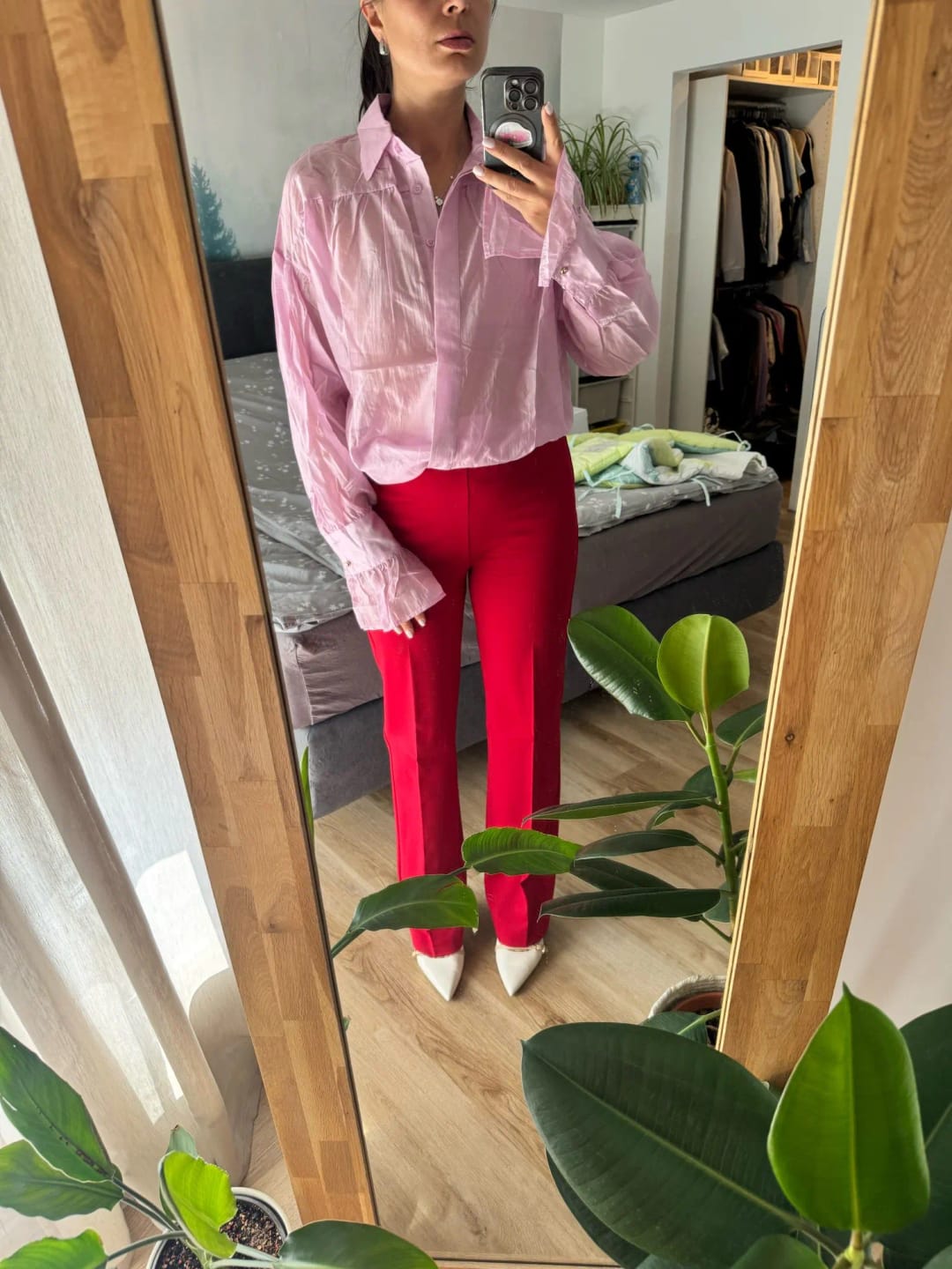 Customer photo review of Brielle Button Down Sheer Blouse