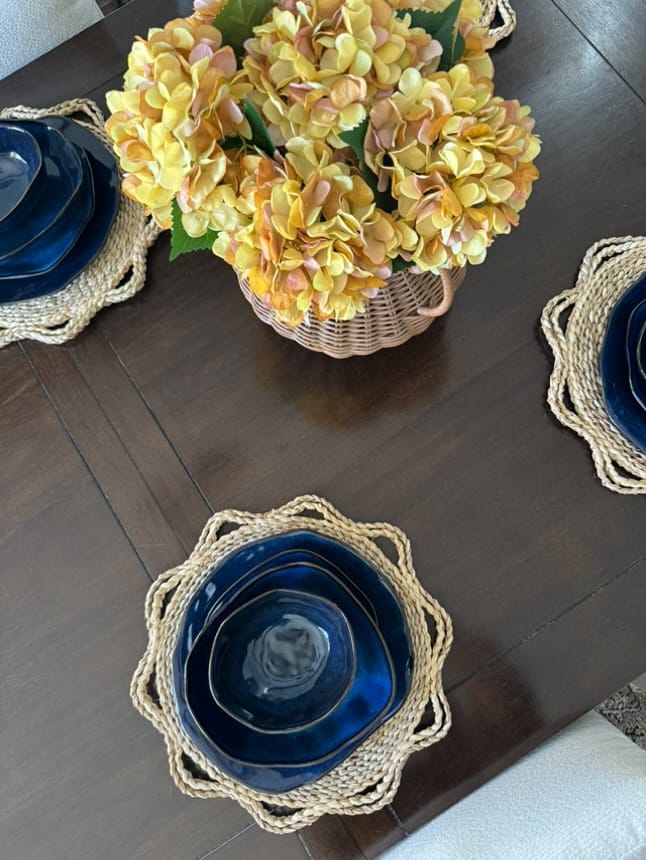 Customer photo review of 16-Piece Stoneware Set- Ocean Blue
