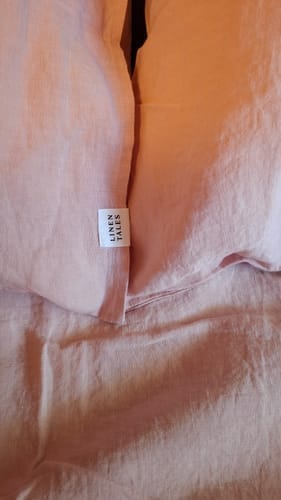 Customer photo review of Misty Rose Linen Duvet Cover Set