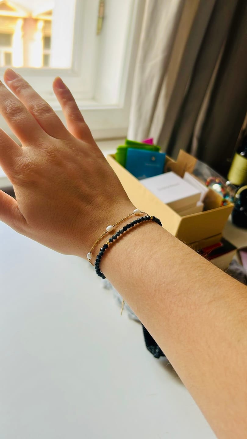Customer photo review of Obsidian Armband - Schneeflocken Obsidian