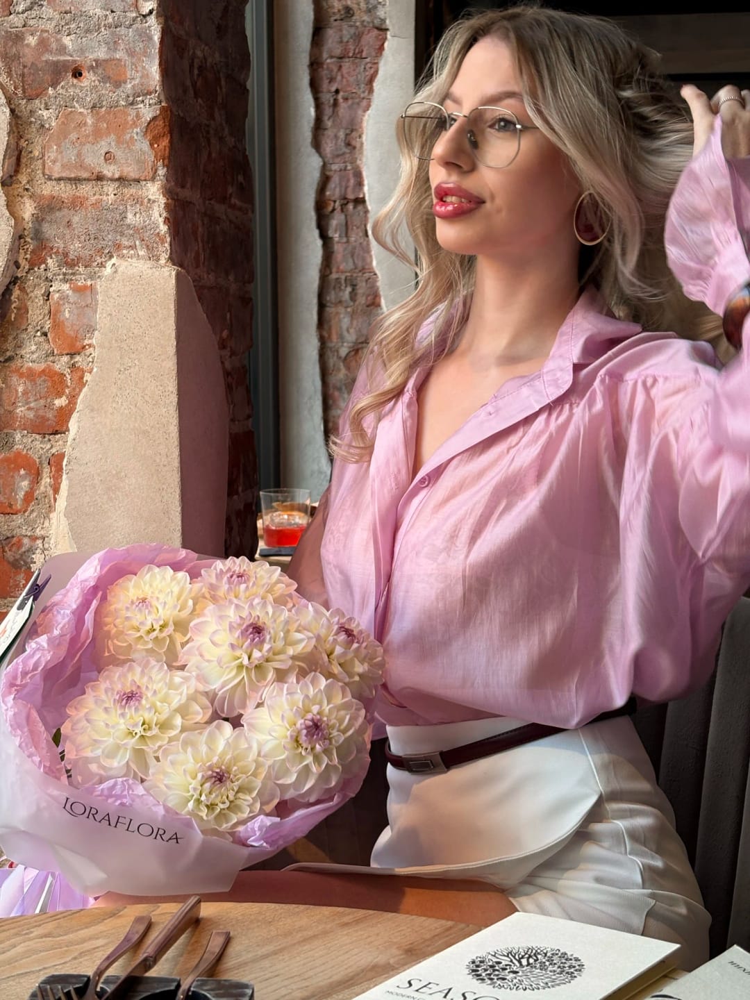 Customer photo review of Brielle Button Down Sheer Blouse