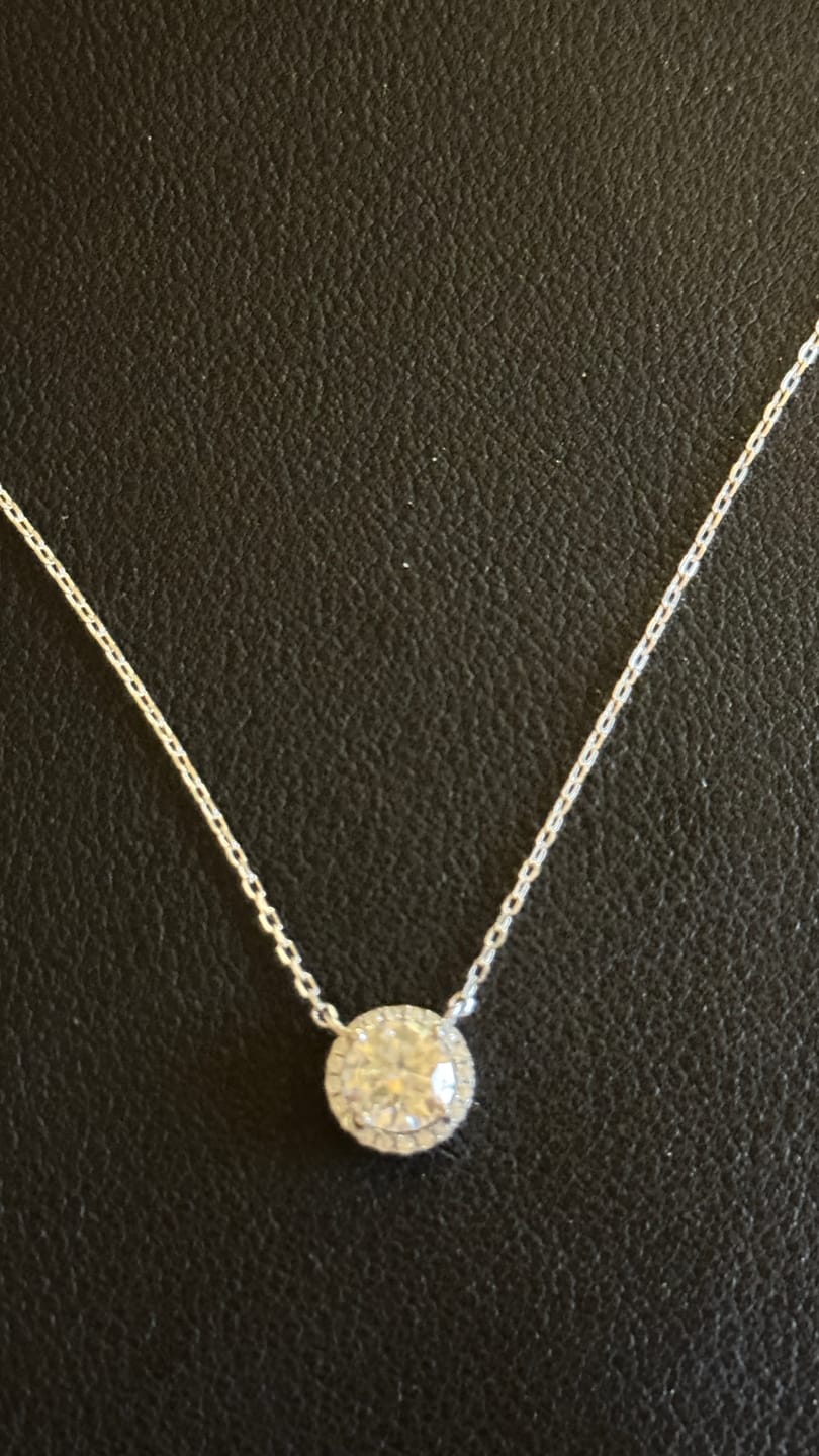 Customer photo review of Moissanite by Cate & Chloe Sutton 18k Gold Plated 925 Sterling Silver Necklace 1.1tcw
