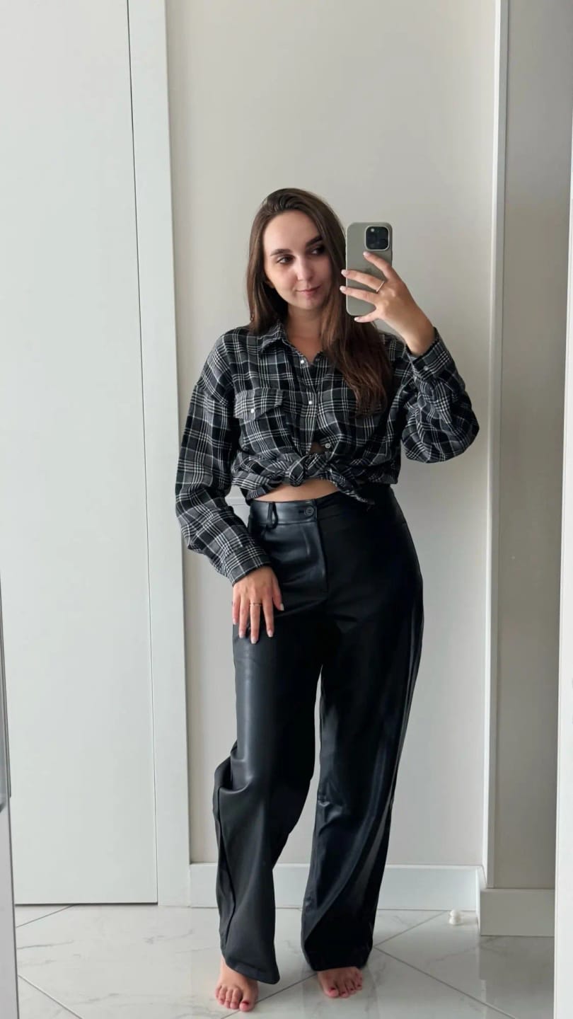 Customer photo review of Giselle High Waisted Leather Pants
