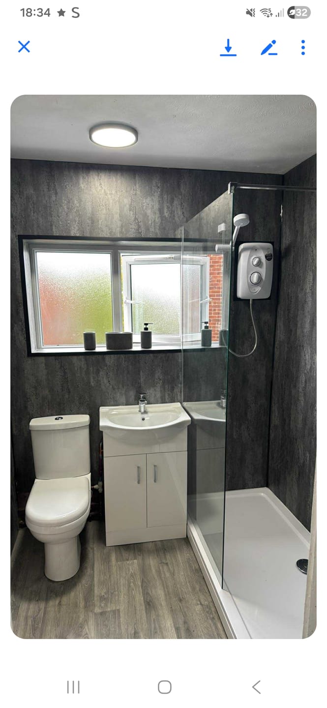 Customer photo review of Premium Black Graphite Matt Shower Wall Panel – 1M x 2.4M