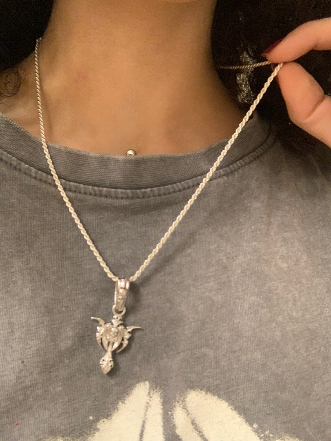 Customer photo review of 2MM STERLING SILVER ROPE CHAIN