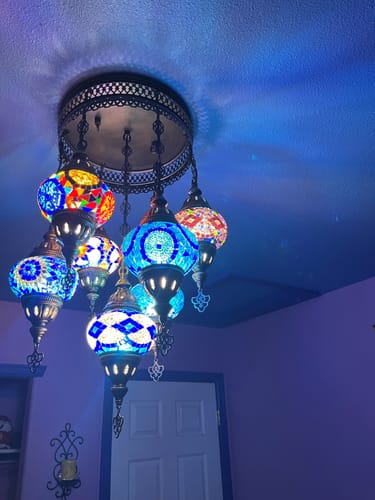 Customer photo review of 7 - BALL SULTAN  CHANDELIER (Medium globe) , Short Chandelier Flush Against the ceiling