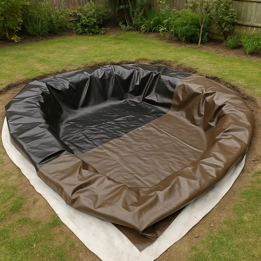 Customer photo review of Industrial Heavy Duty Polyex Pond Liner – Reversible Black/Brown Finish | FREE Underlay & Lifetime Guarantee | Durable, Flexible, Fish Safe