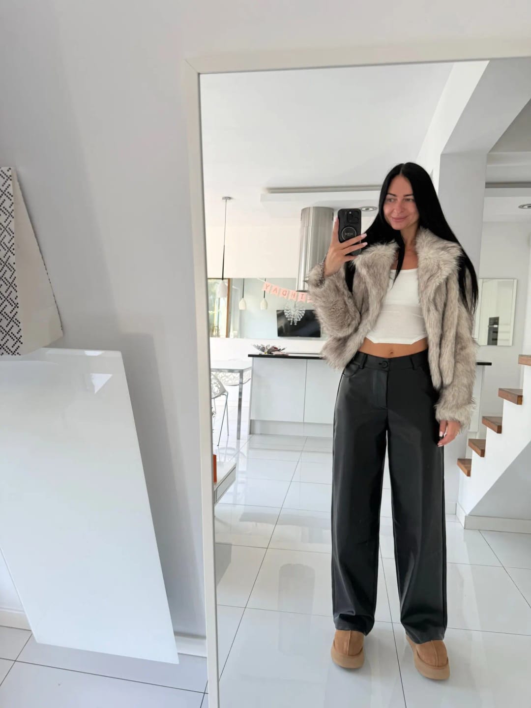 Customer photo review of Giselle High Waisted Leather Pants