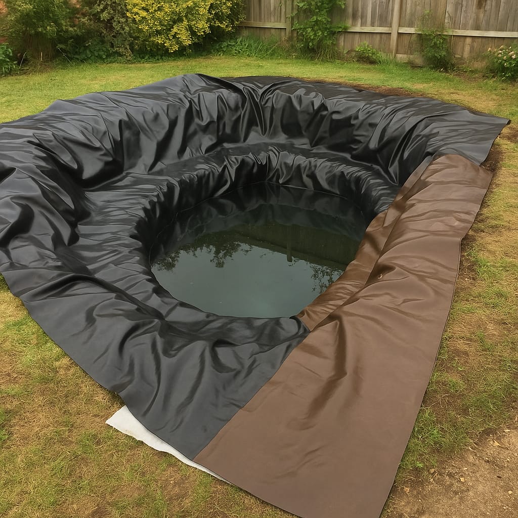 Customer photo review of Industrial Heavy Duty Polyex Pond Liner – Reversible Black/Brown Finish | FREE Underlay & Lifetime Guarantee | Durable, Flexible, Fish Safe