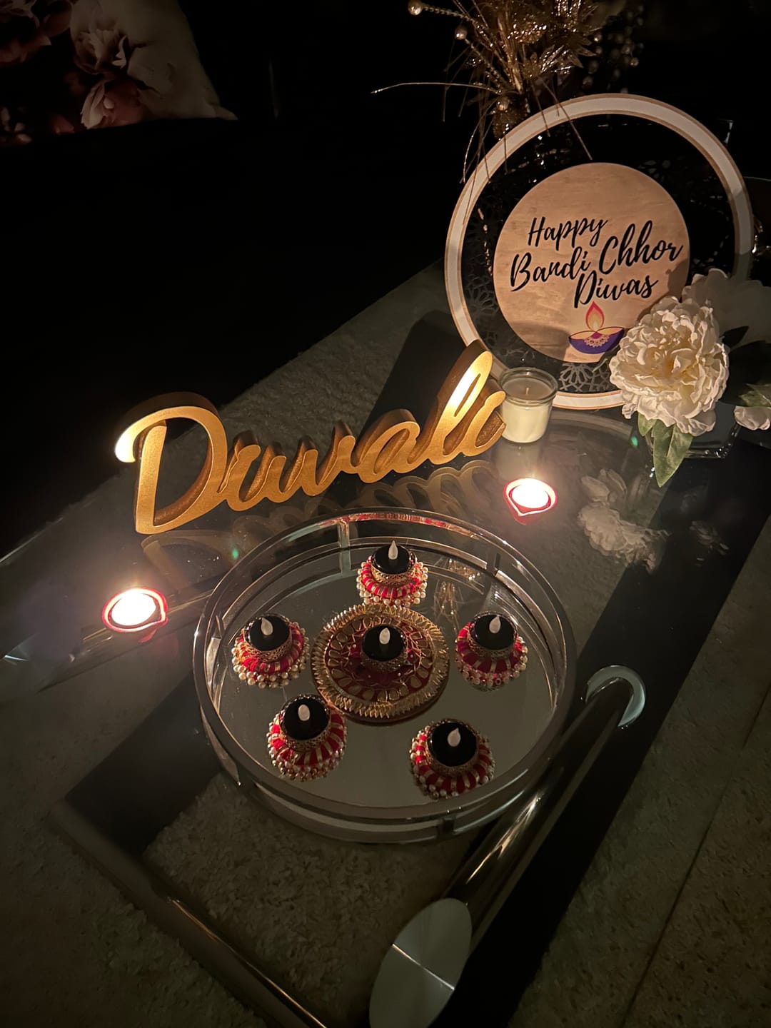 Customer photo review of Traditional Gold Diwali Table Sign