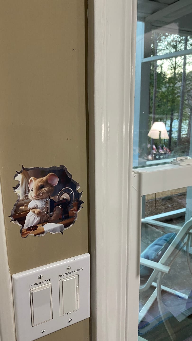 Customer photo review of Seamstress Mouse in Mouse Hole Decal