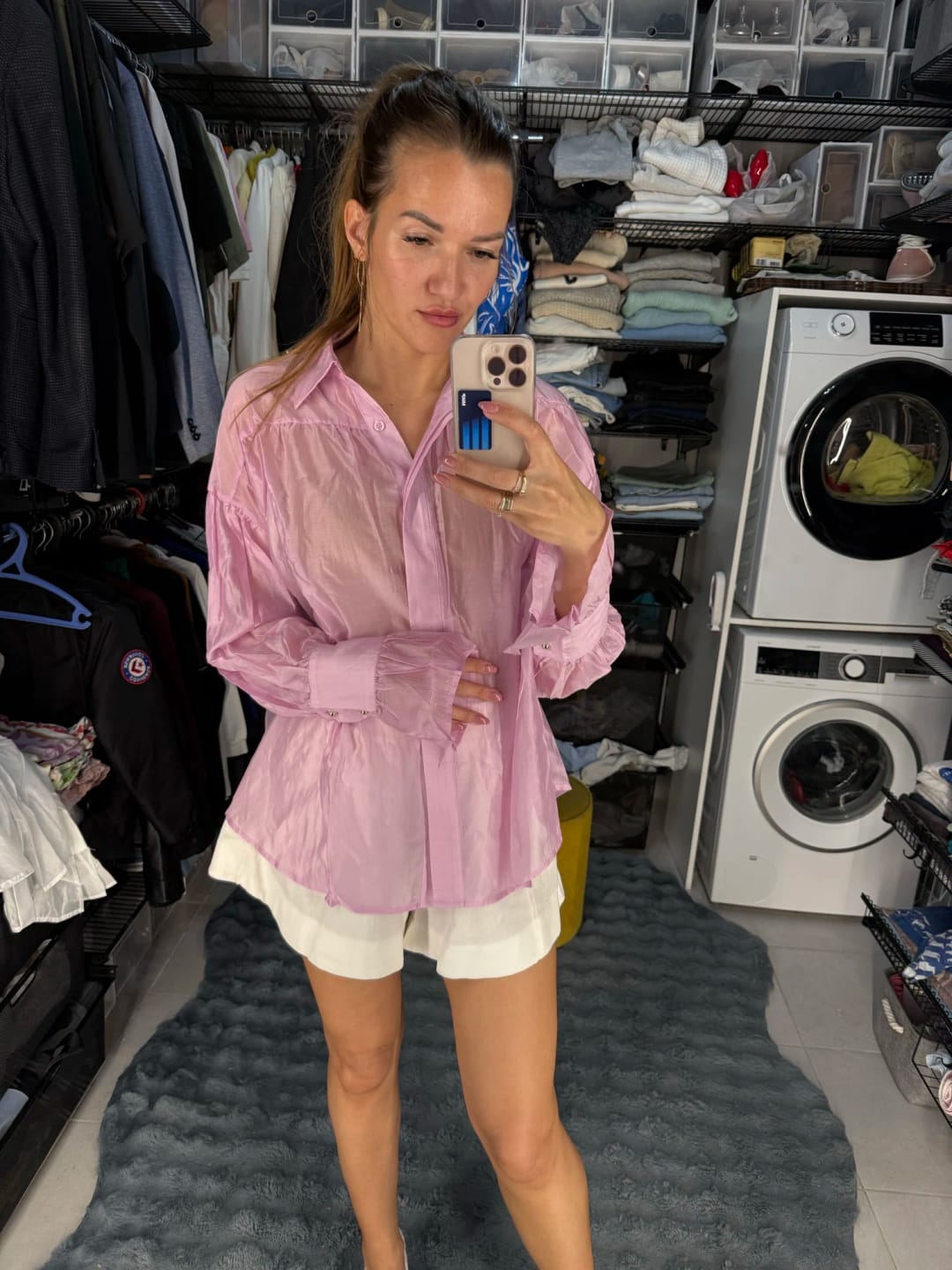Customer photo review of Brielle Button Down Sheer Blouse