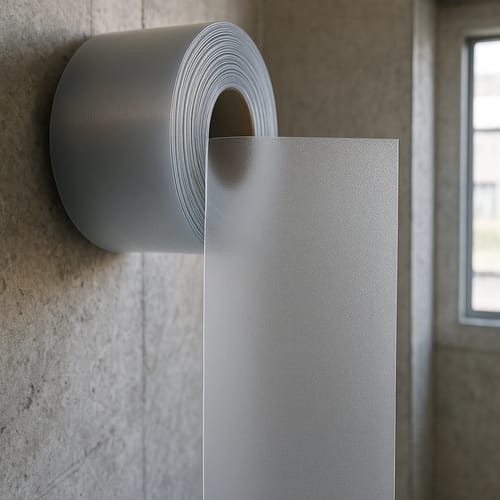 Customer photo review of Frosted Obscure PVC Strip Cut to Size – Privacy Screen, Light Diffusing, UV-Resistant 200mm, 300mm Widths, 50m Roll Ideal for Commercial & Food Use