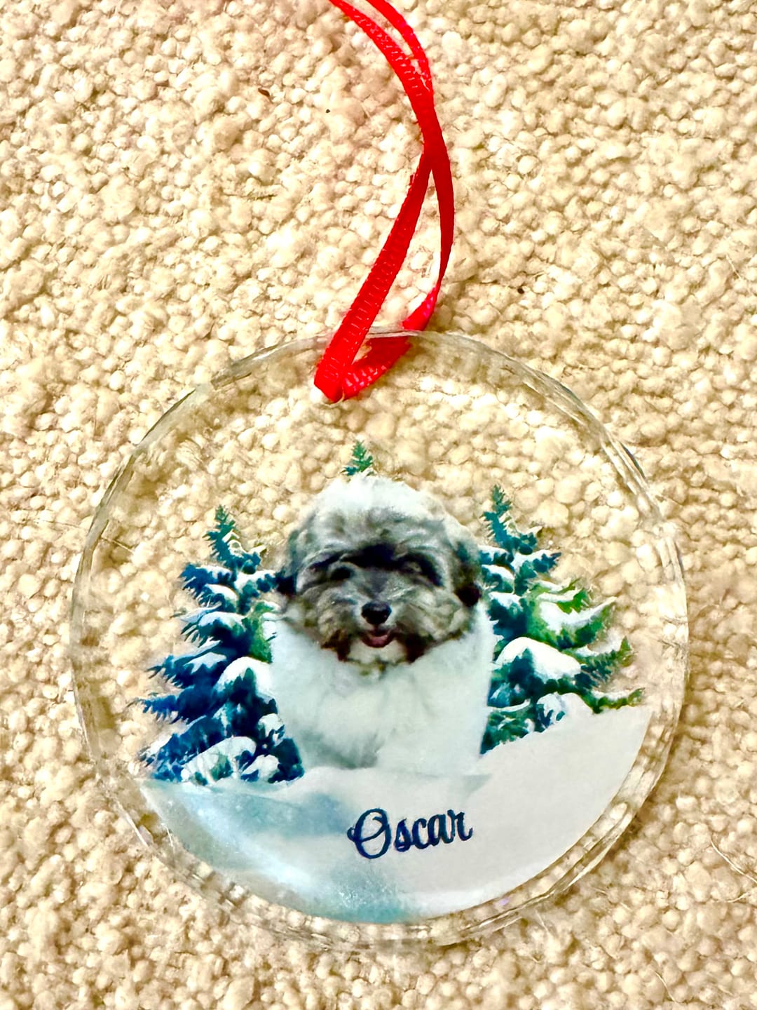 Customer photo review of Personalized Photo Dog Glass Ornament For Christmas