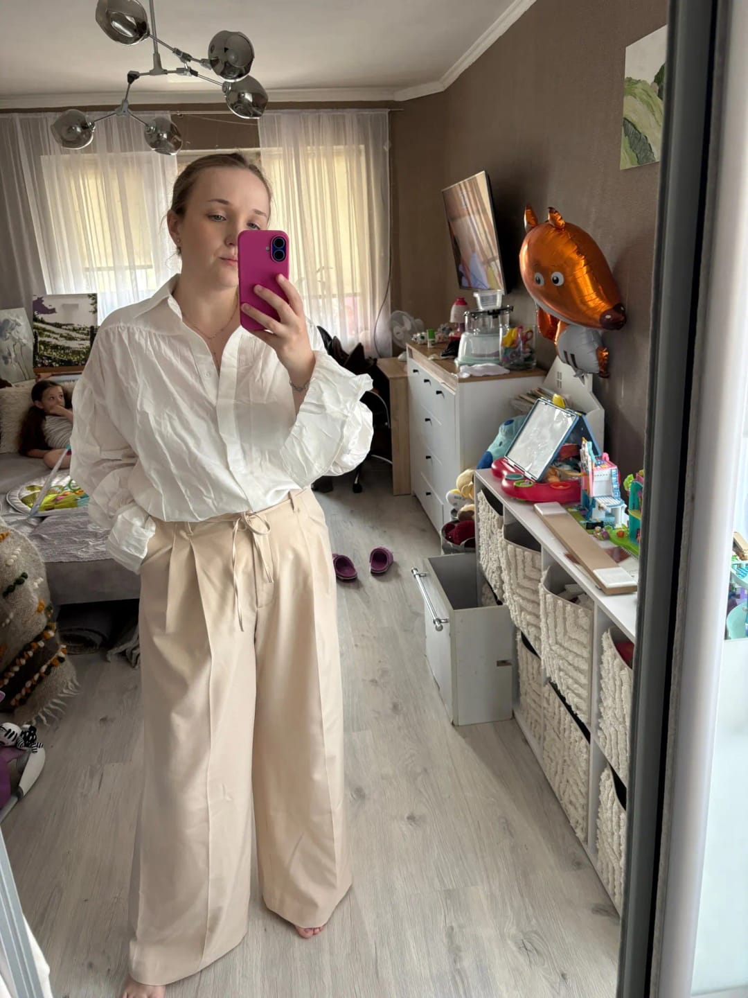 Customer photo review of Brielle Button Down Sheer Blouse