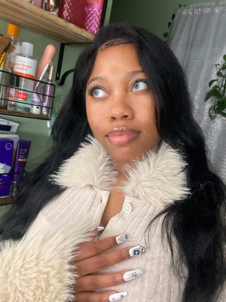 Customer photo review of FANTASY SNOW FLAKE Prescription Colored Contact Lenses