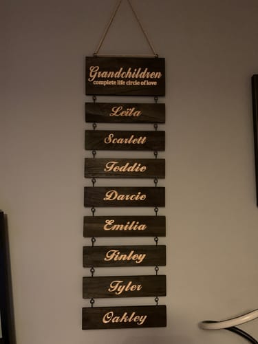 Customer photo review of Personalized Grandkids Hanging Sign | 2024 Version Engraved Design
