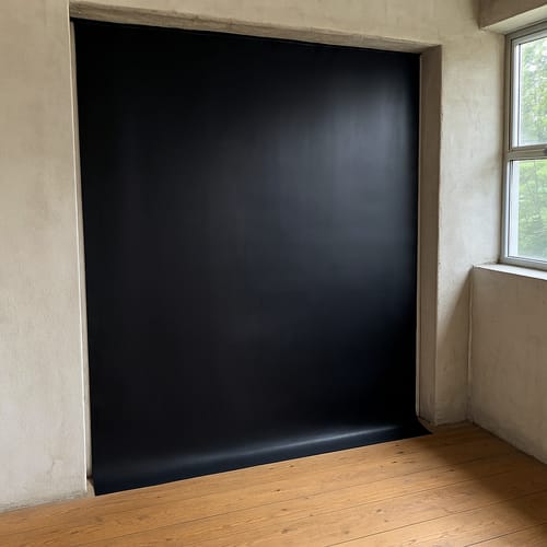 Customer photo review of Opaque Solid Black PVC Strip Cut to Size – Full Blackout, Heavy Duty, 200mm/300mm/400mm Widths, 50m Roll – Ideal for Privacy, Marking, Industrial Use