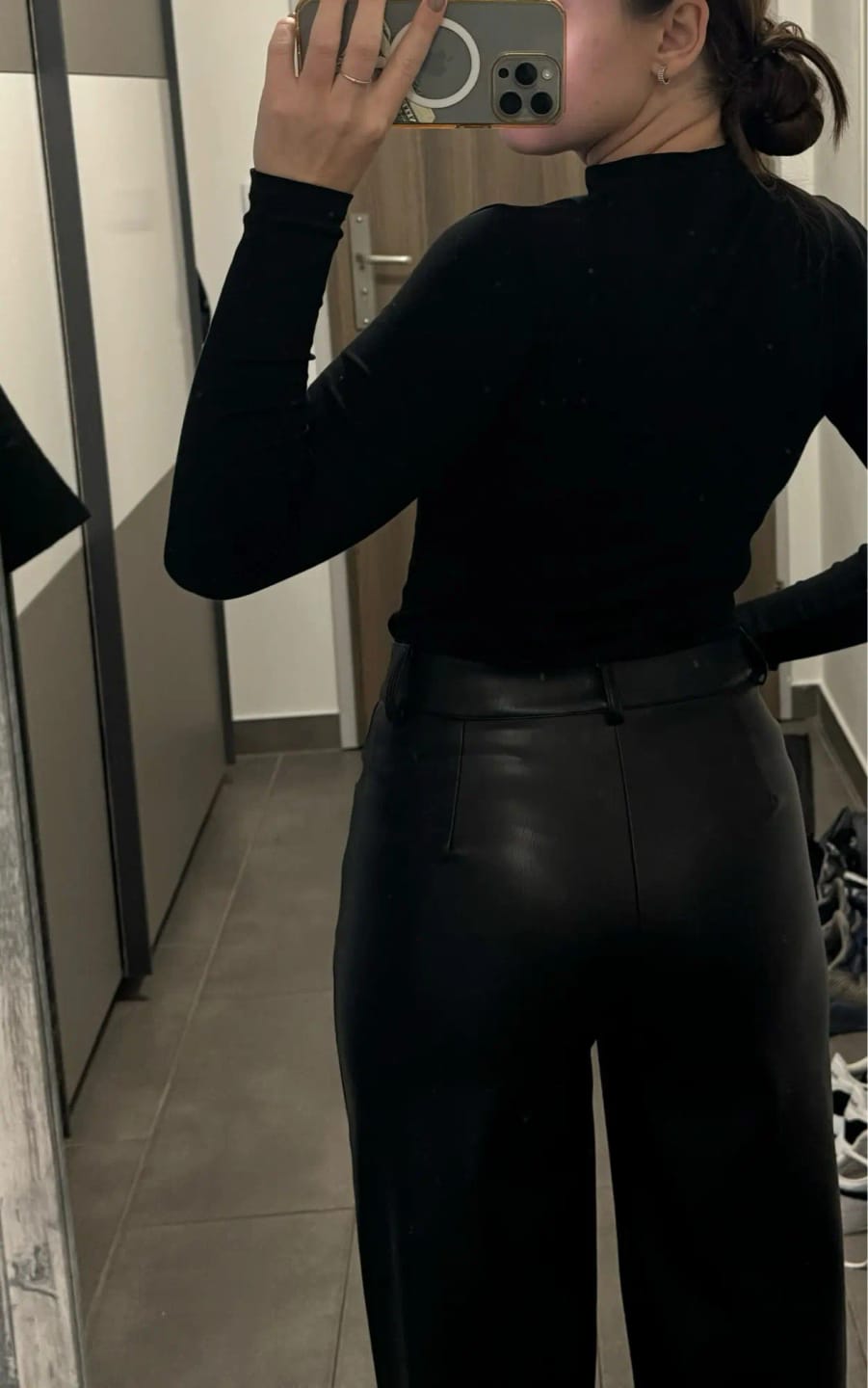 Customer photo review of Giselle High Waisted Leather Pants